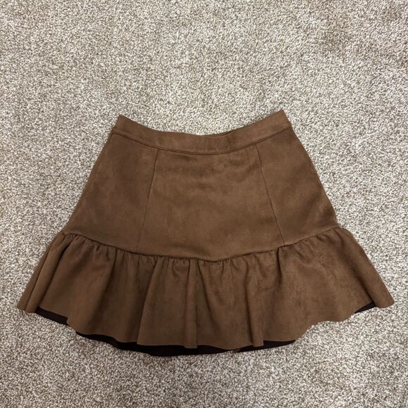 Janie And Jack The Sueded Skirt Girls Size 12 Potting Soil Ruffle Pull On Mini - Picture 2 of 7